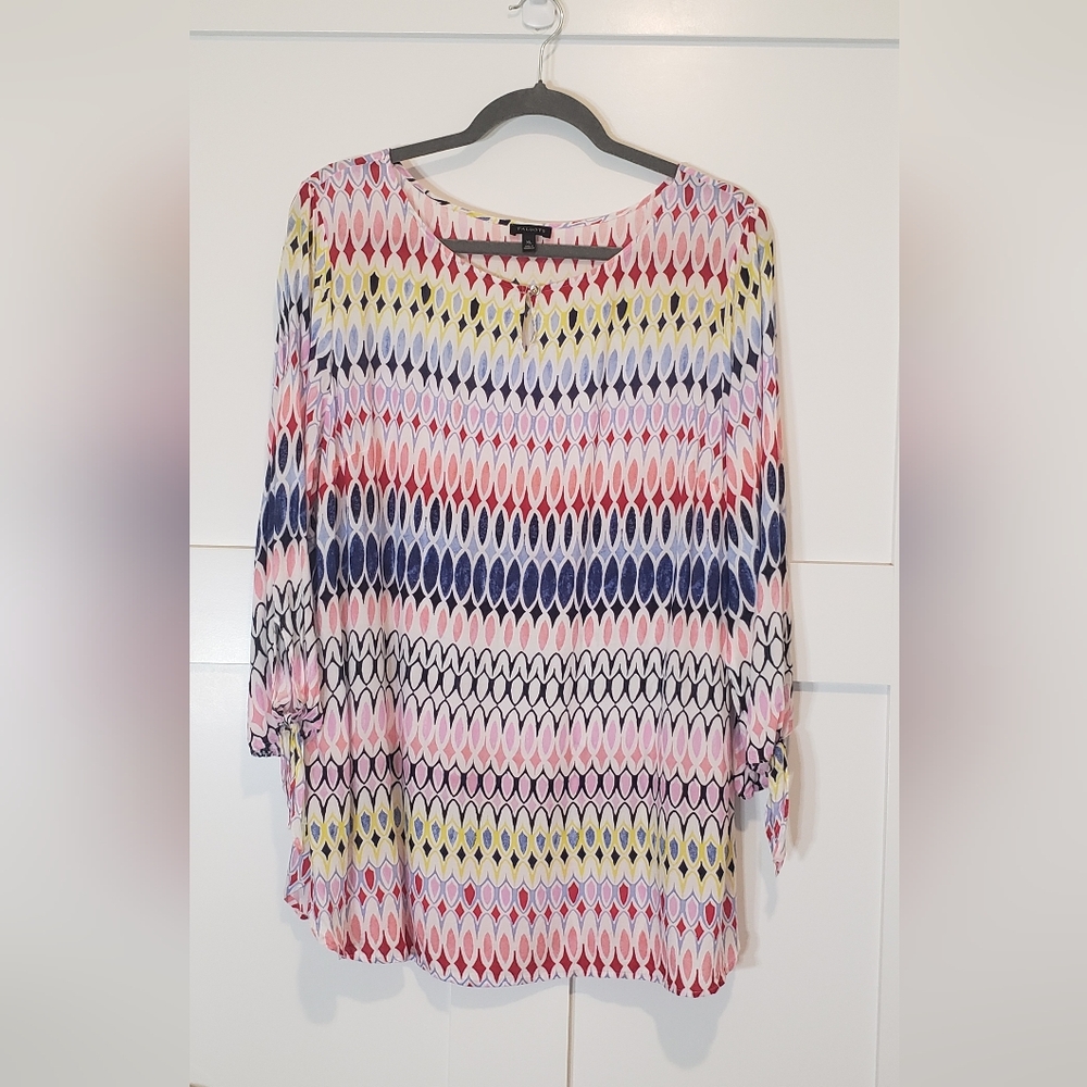 Talbots Multicolored Geometric Rayon Tunic Lightweight Size XL Like New